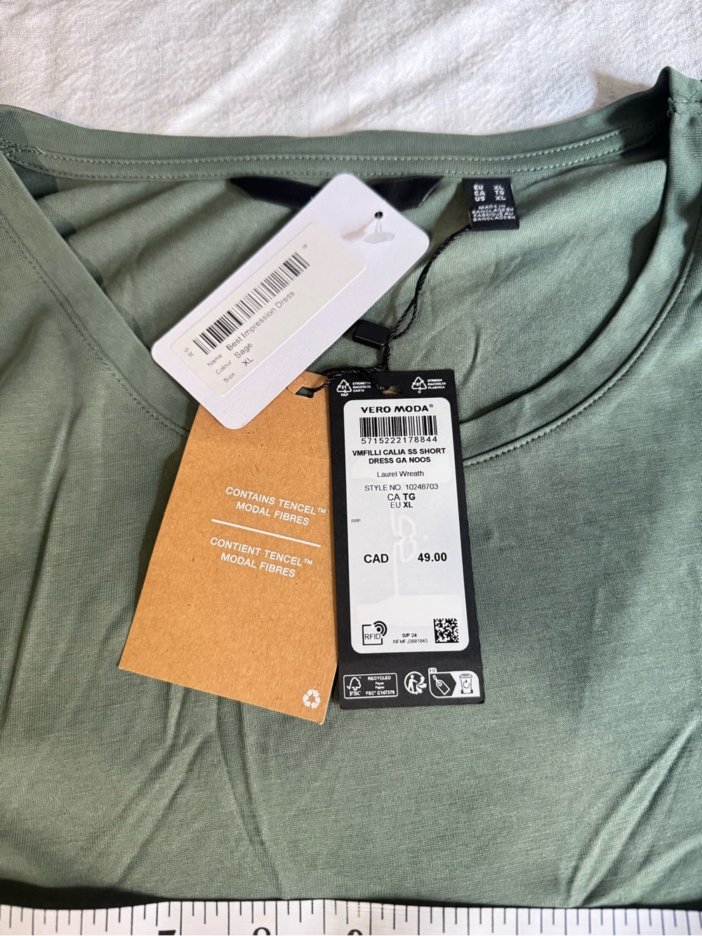 Vero Moda Laurel Green Modal Blend Short Dress